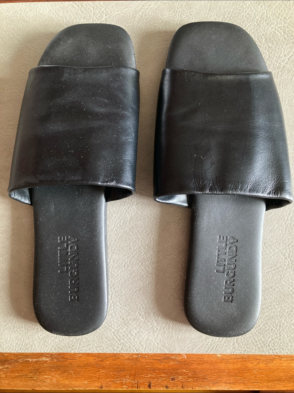 Black Slide Sandals - Minimal Leather Flats